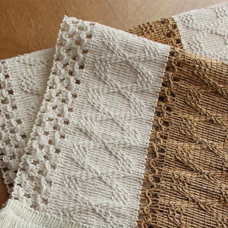 1 Pcs Woven Table Decor and Farmhouse Style Placemats, Natural Cotton Bags, Kitchen Table