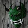 Red Hannya Mask Headgear with Red Ghost Face and Fangs, Japanese Style Halloween New Product Cosplay Props