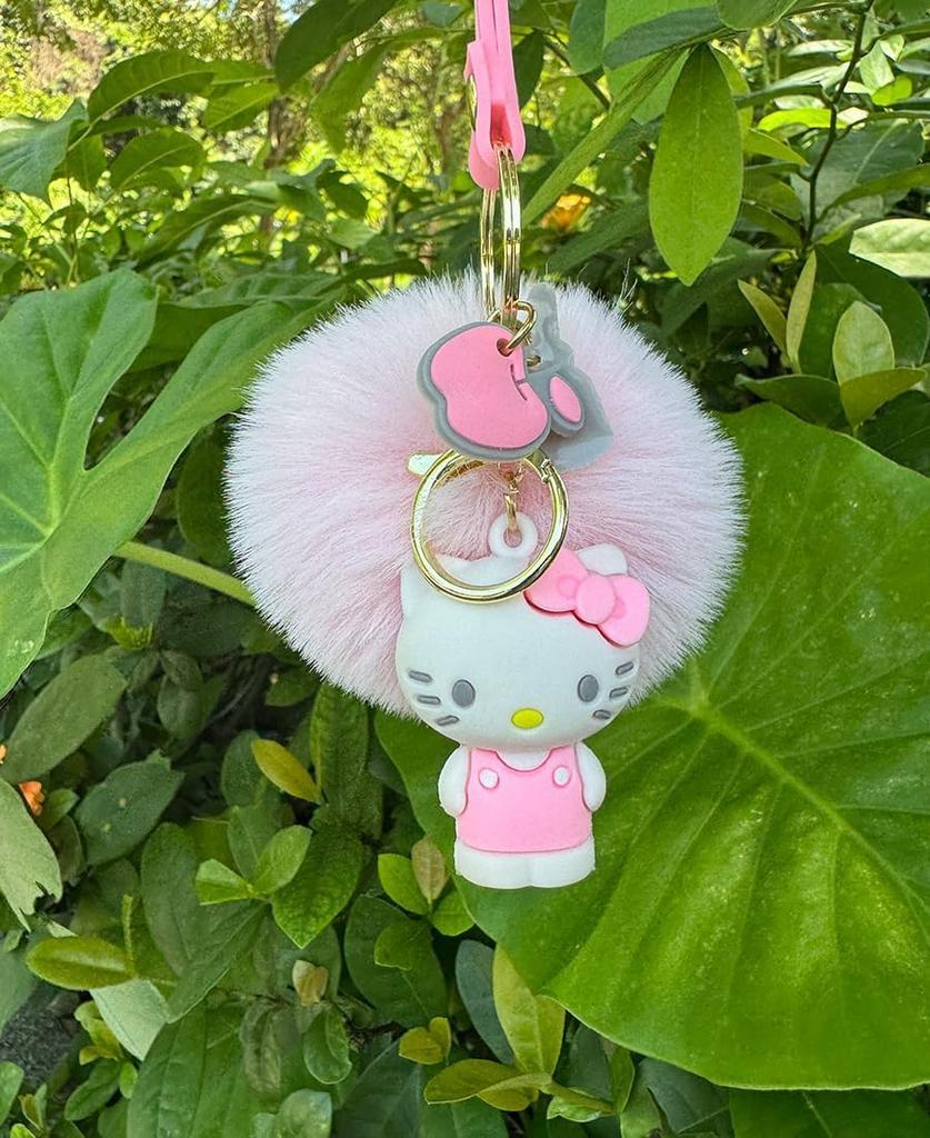 Cute Anime Car Cute Bag Cute Pompom Fluffy Keychain Accessory [Nikuwaxi] Keychain, Charm,