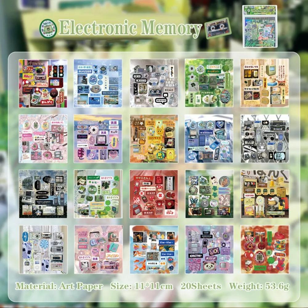 

20Sheets/Pack Art Paper Foods Decorative Sticker Back Adhesive Cartoon Scrapbooking Handbook Sticker DIY Material Phone Stickers
