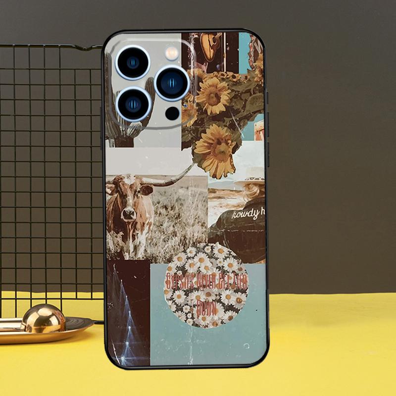 Western Cowgirl Cowboy Boho Aesthetic Phone Case For iPhone 16 15 14 13 12 11 Pro Max X XR XS Max 7 8 Plus 12 13 Mini Back Cover