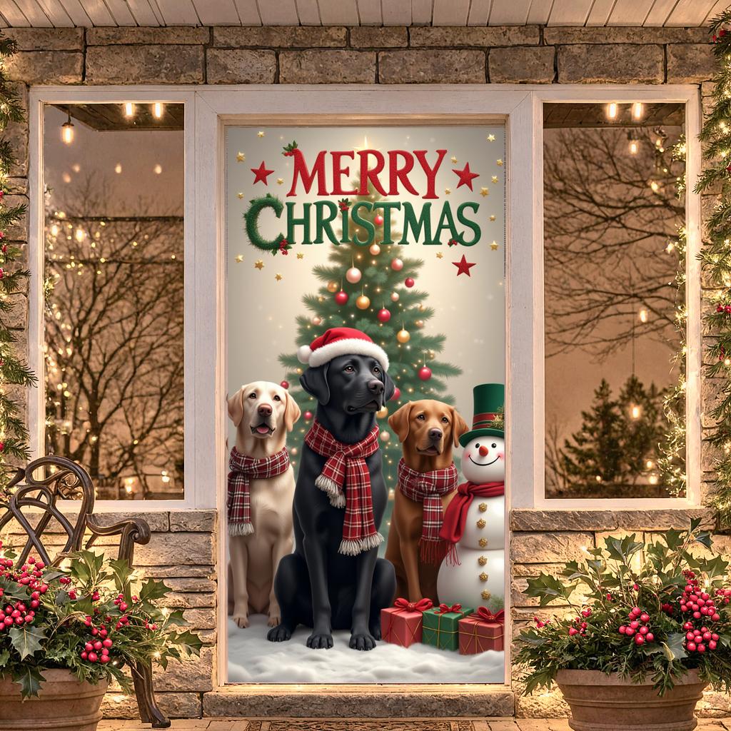 Holiday Decoration Gift Boxes Seasonal Banner Christmas Banner Cheerful Expression Santa Claus Banner For Family Gathering