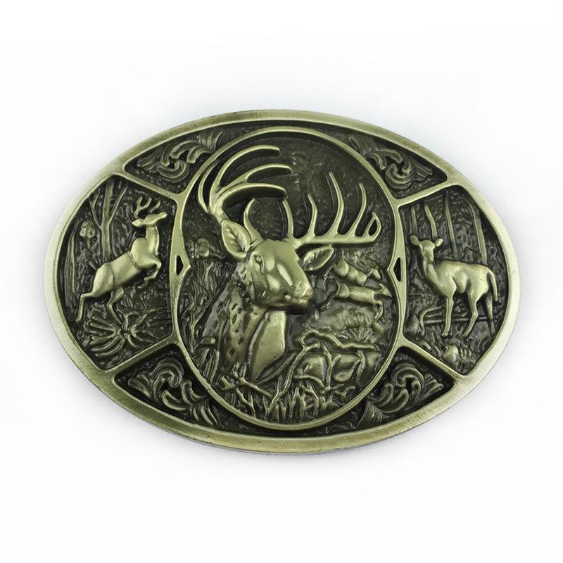 Sika Deer Personalized Leather Belt Buckle - Ethnic Style Zinc Alloy Smooth Buckle