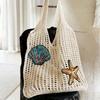 Yogodlns Wool Large Capacity Knit Bag Shoulder Shopping Bag for Women Cotton Girls Tote Bag Female Handbag Crochet Bag