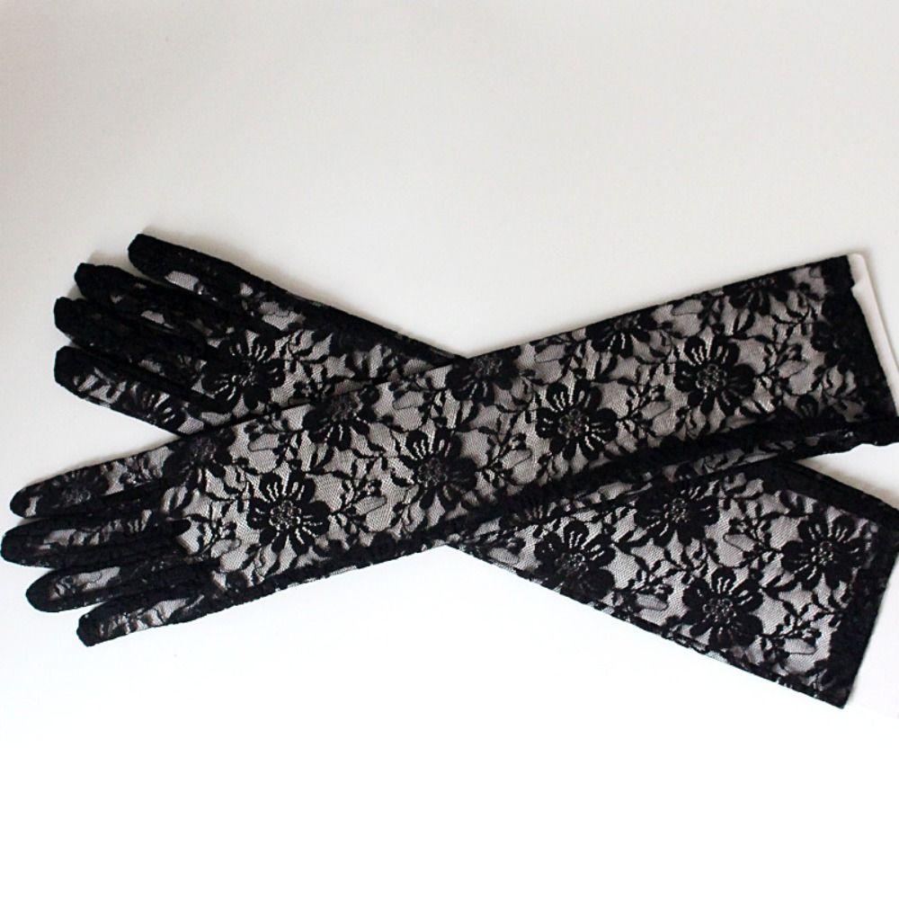 Mesh Rock Gloves Lace Sunscreen Gloves Sexy Long  Black Gloves  Halloween