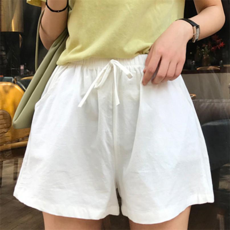 Women Fashion High Quality Summer Casual Cotton Linen Shorts Female Plus Size High Waist Streetwear Short Pants