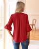 2026 Fashion Style 3/4 Sleeve Ruffle Lantern Collar Casual Top