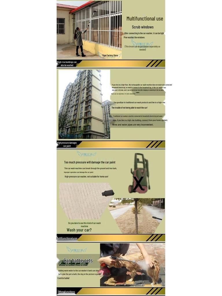 Portable High-Pressure Car Washer Set with Brush and Water Gun