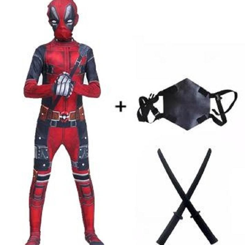 Spooky Holiday Superhero Deadpool Cosplay Suit Jumpsuit Backpack Fantasy Movie Character Mask Tights Featuring Sword Plus Pouch Holiday Collection