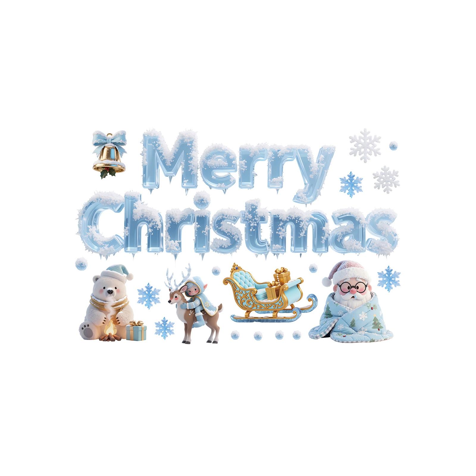 

Рождественские наклейки на окна, 2026 Счастливого Рождества С Новым годом Наклейки со снеговиком и снежинками One Size