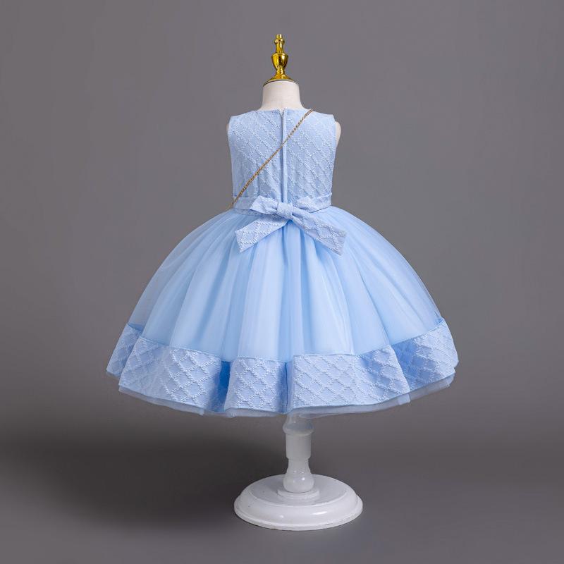 3dílné nové dívčí princeznovské šaty vyšívané s dlouhým rukávem elegantní dívčí šaty dětská narozeninová párty šaty + taška