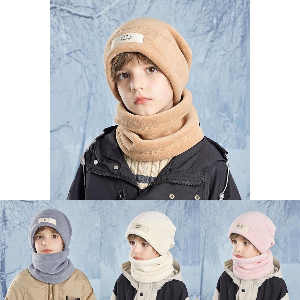 Kids Plush Hat And Neck Gaiter Pair With Warmth And Windproof Design For Winter Outdoor Use