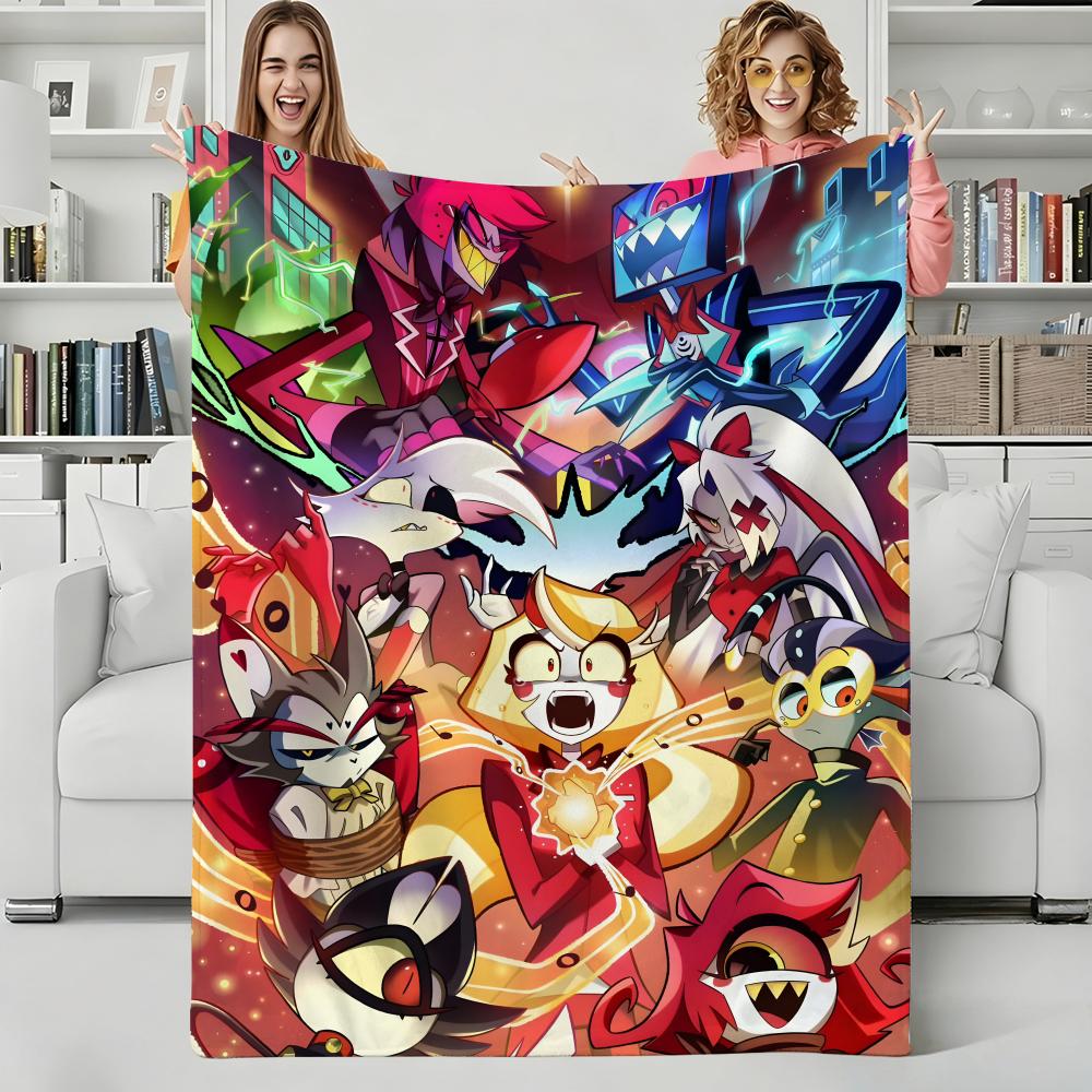 Animation H-HazbinHotel Throw Flannel Blanket Perfect for Sofa Office Bed Travel Sleep Read Relax Camping four season use