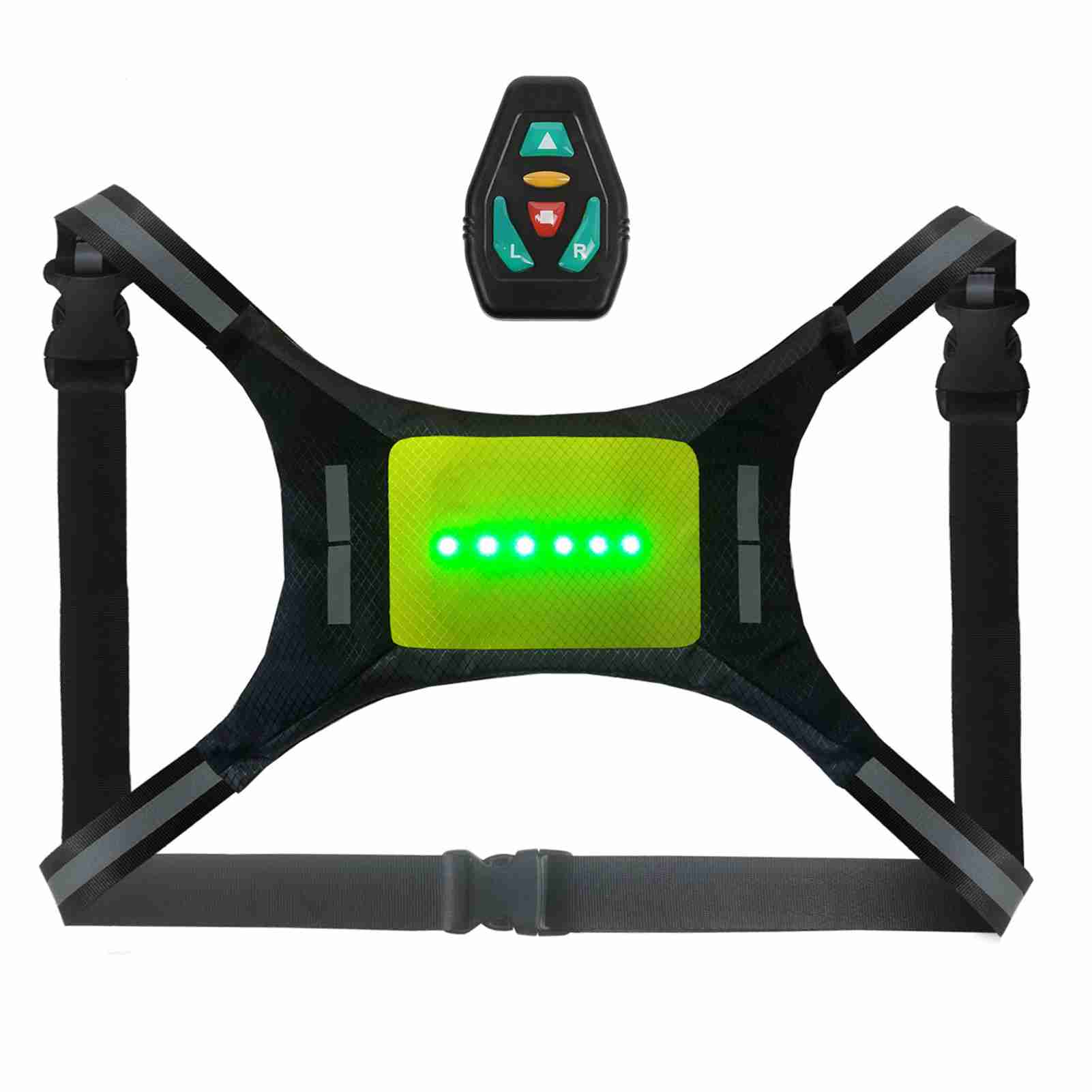 

LED Reflective Vest USB Rechargeable Remote Control Turn Signal Light Vest Bicycle Warning Vest жёлтый