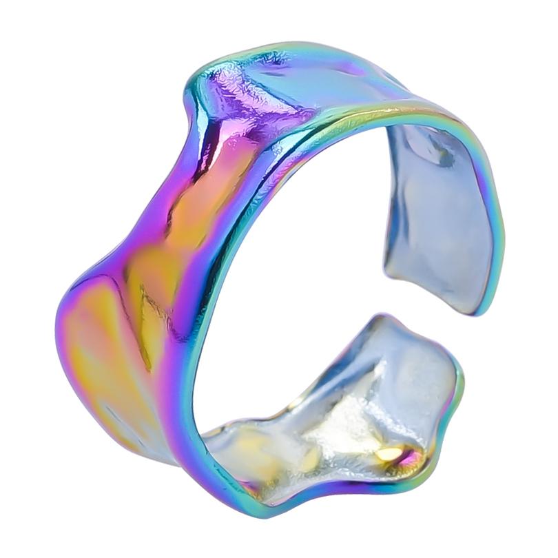 Irregular Stainless Steel Rings For Women Men Accessories 2026 Trend Vintage Jewelry Silver/Gold/Rainbow Color Ring Bague Mujer