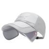 Netz-Baseballkappe mit einziehbarem Schirm, Anglerhut, verstellbarer Sommer-Sonnenhut, Sonnenschutz-Baseballkappe für Damen und Herren