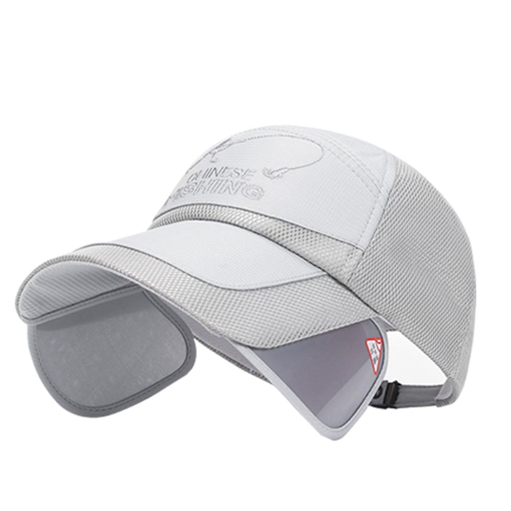 Netz-Baseballkappe mit einziehbarem Schirm, Anglerhut, verstellbarer Sommer-Sonnenhut, Sonnenschutz-Baseballkappe für Damen und Herren