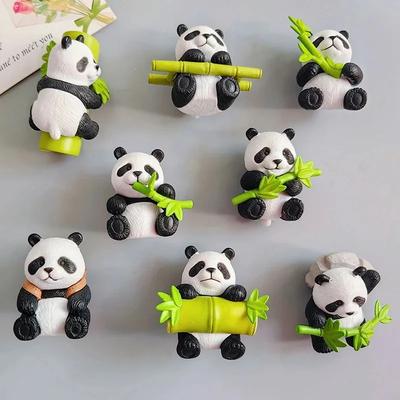 2 Stück Süße Panda Kühlschrankmagnete Harz Bambus Panda Kühlschrankaufkleber für Küchen Dekoration und Heimorganisation