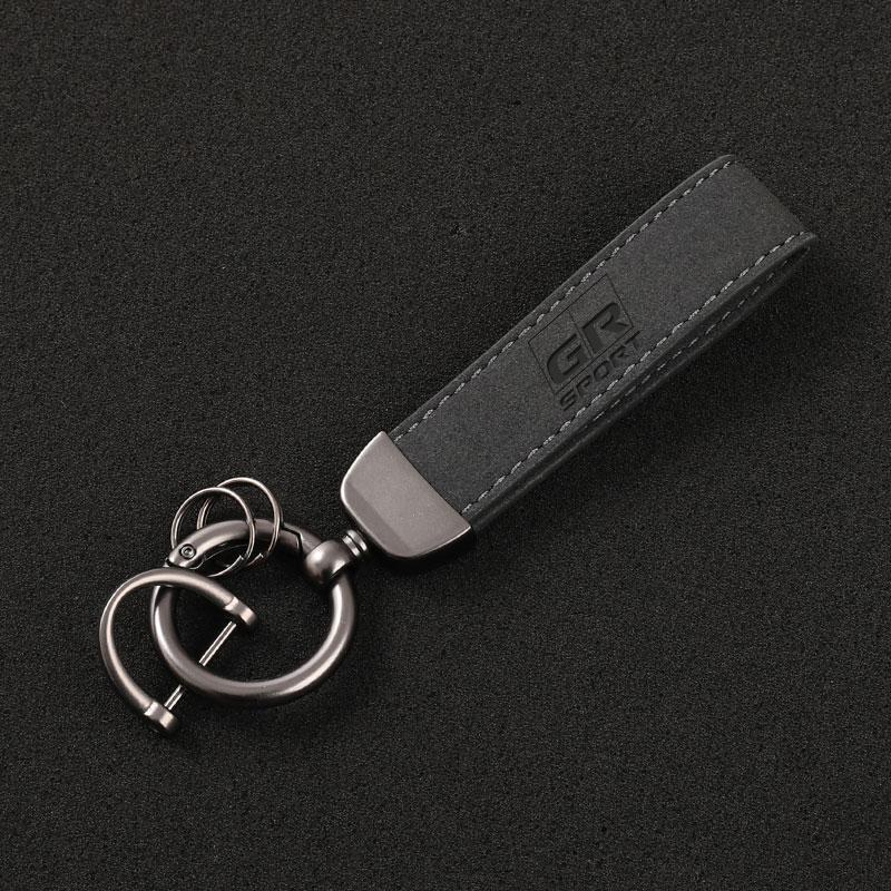 Suede Leather Car Keychain Key Rings Custom Gift 3D imprinting For Toyota GR GAZOO RACING Toyota Yaris Hilux Corolla Prius Car