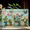 Vintage Floral Metal Wall Art Botanical Garden Decor Pink Blue Turquoise Pots Butterflies