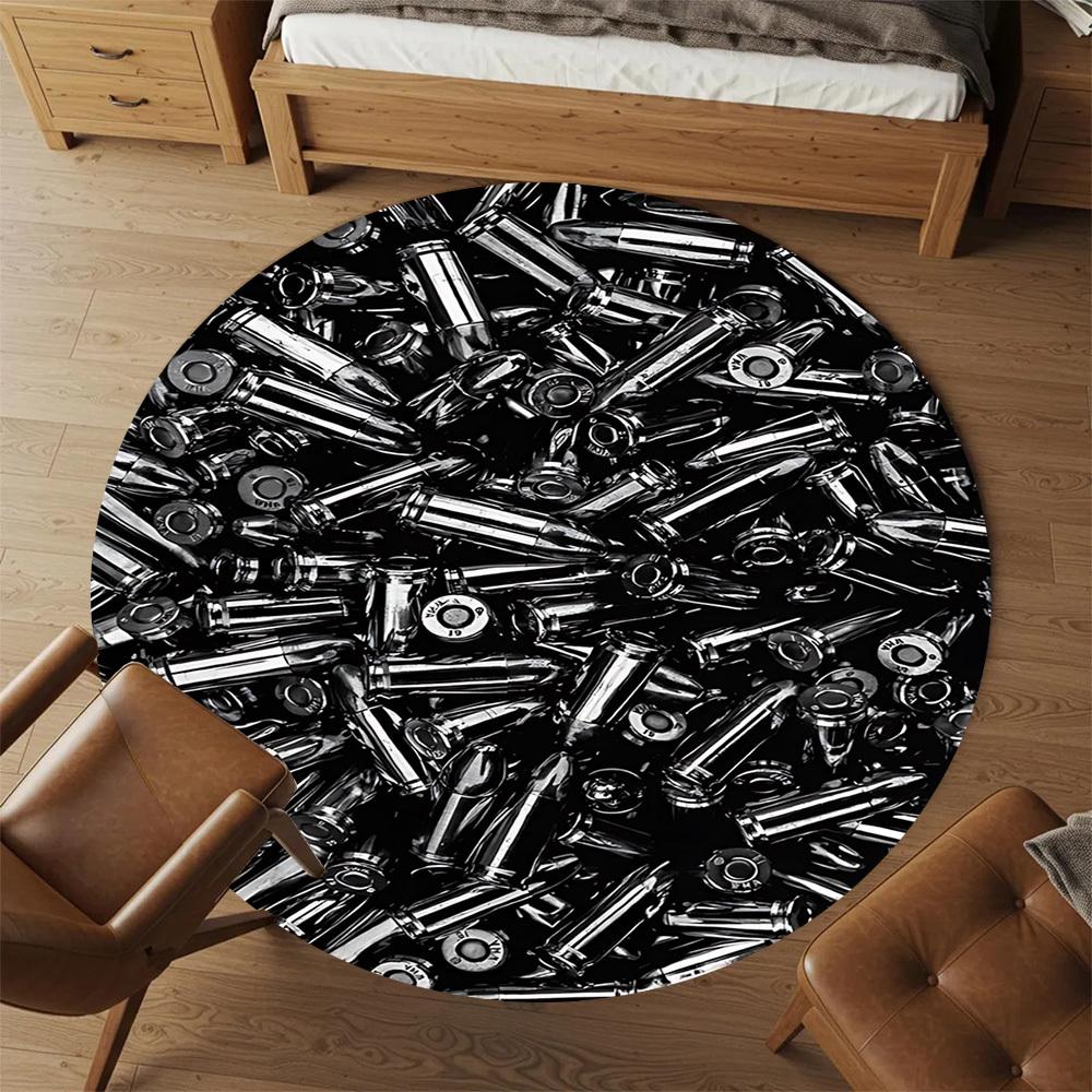 1pc bullets ammunition Round Chair mat office Area Rug - Non-Slip, Floor Mat for Office, Bedroom, and Indoor Decor p127001