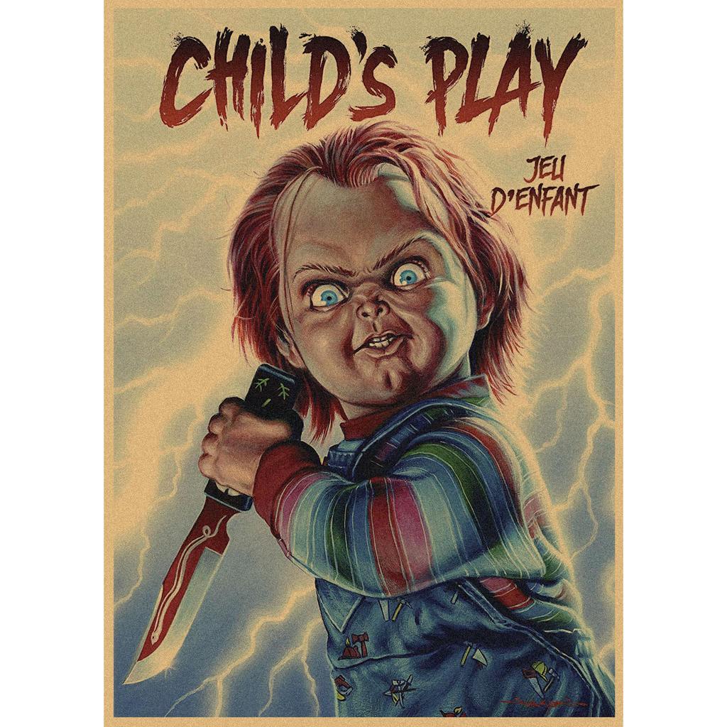 Bambola Assassina Chucky: Poster Cinematografico Retrò La Sposa di Chucky - Carta Kraft Decorazione Murale