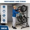 Freestanding Bike Storage Rack with Locking Casters 6 Hooks Heavy-Duty Hanging Bike Holder Height Adjustable Home Garage Stand