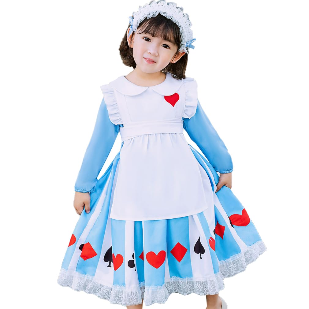 

Костюмное платье Наряд горничной Платье принцессы Маскарадный костюм для девочек Алиса в Стране чудес Хэллоуин Юниор Милый Детский 110 120 130 140 Платье [Icyrain] Детское