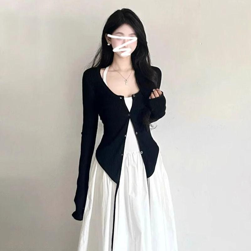 

Plus-Size Petite White Camisole Dress - Spring/Summer Korean Style L [Recommended 100-120 lbs]