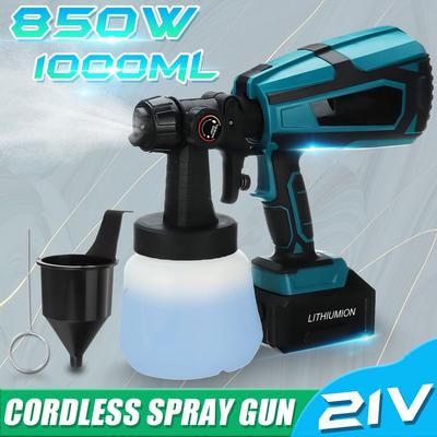 1000ml elektryczny bezprzewodowy pistolet natryskowy wygoda w gospodarstwie domowym farba w sprayu z regulacją akumulatora litowo-jonowego opryskiwacz dużej mocy 850W