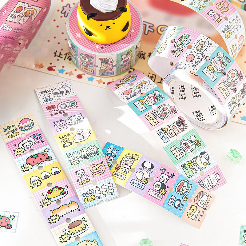 Creative Coated Paper Tag Material Film Cutting Tape Cute Graffiti Hand Account Decorative Tape Cartoon Waterproof Stickers