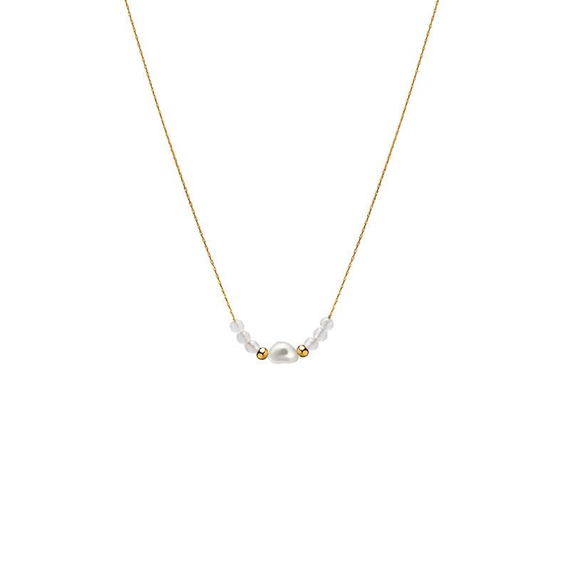 Elegant Freshwater Pearl Necklace, Non-Fading Titanium Steel, Sweet & Sophisticated Women's Clavicle Chain.