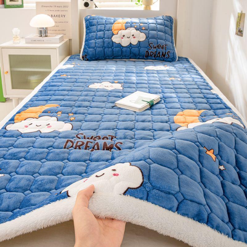 Autumn and winter milk velvet mattress cushion plus velvet mattress pad mattress pad household coral velvet thick warm1pcs
