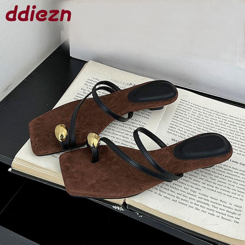 Fashion Fashion Metal Ladies Wedges Slippers Shoes Summer Beach Female Slides Women Low Heel Wedges Slippers Sandals Shoes Flip Flops