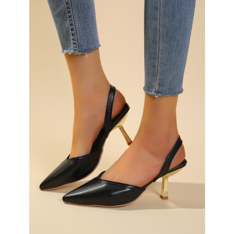 Ladies' Sandals In Spring, Summer, and Autumn, with Pointed Toes, Thin Heels, Toe Caps, and Empty Heels, Fashionable