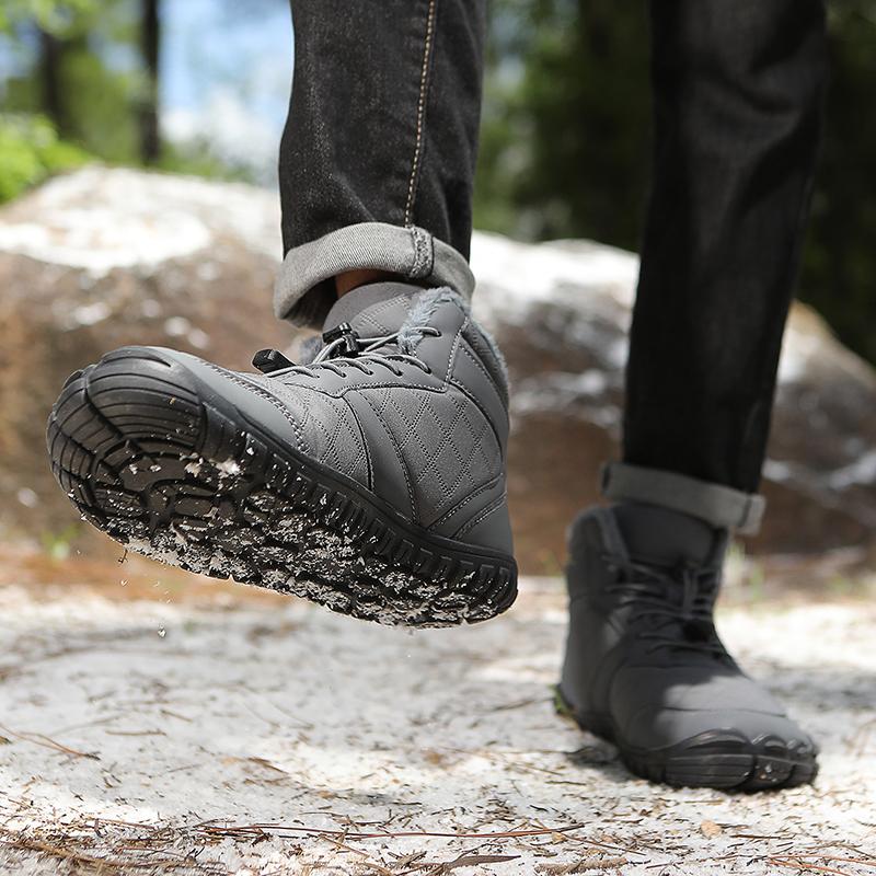 Men's Plush High-top Snow Boots Women Winter Warm Cotton Shoes Non-slip Outdoor Hiking Shoes