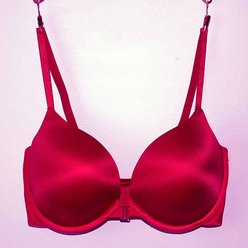 

Нижнее белье, имитация шелковистого ретро-стиля, бесшовный бюстгальтер на пуговицах спереди, со сбором света 70B красный