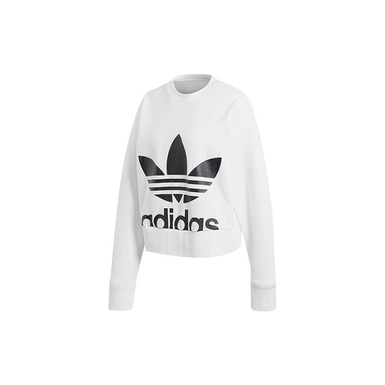 

Adidas Originals Trefoil Sweater Crew Neck Pullover Letter Print Long Sleeve Sweatshirt Women sweater White EC5777 38