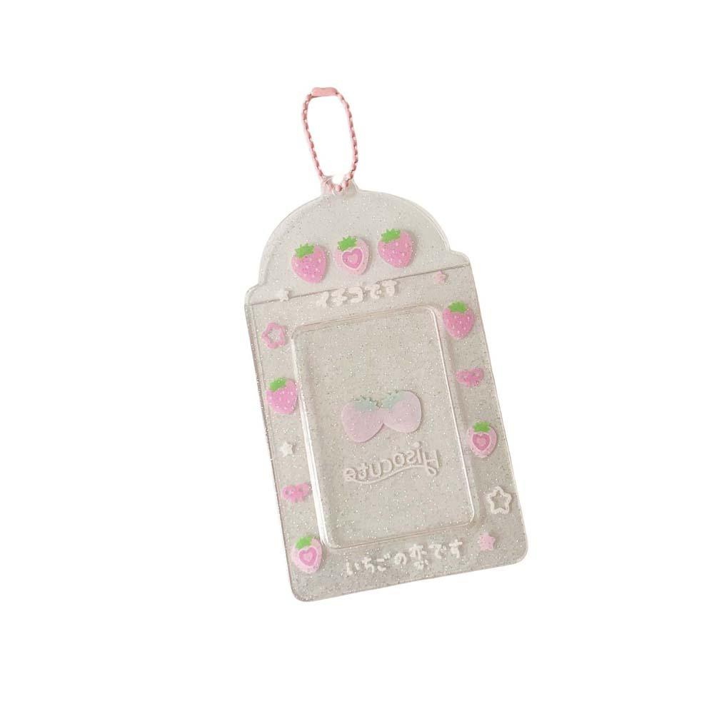 Star Strawberry ID Photo Photocard Frame Keychain Pendant Card Protective Case  School Stationery