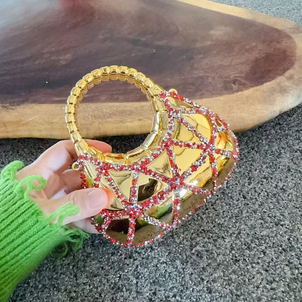 Akrilik Mini Moon Shape Clutch With Rhinestones And Chain For Daily Fashion