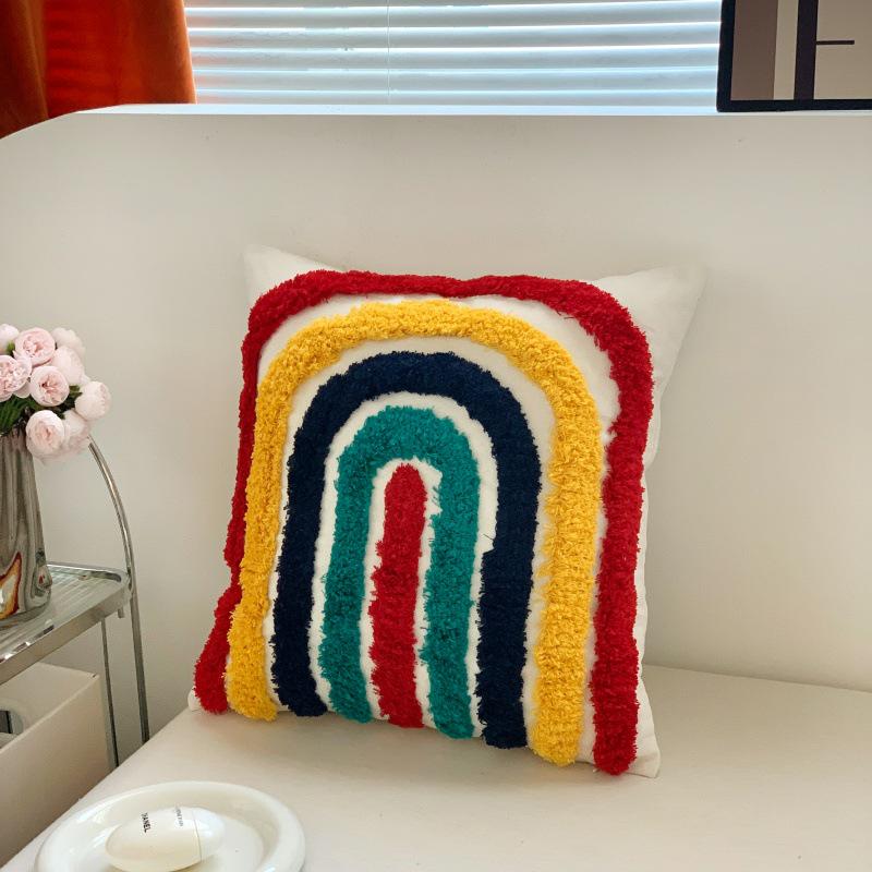 Bohemian Tassel Embroidered Throw Pillow for Living Room Sofa