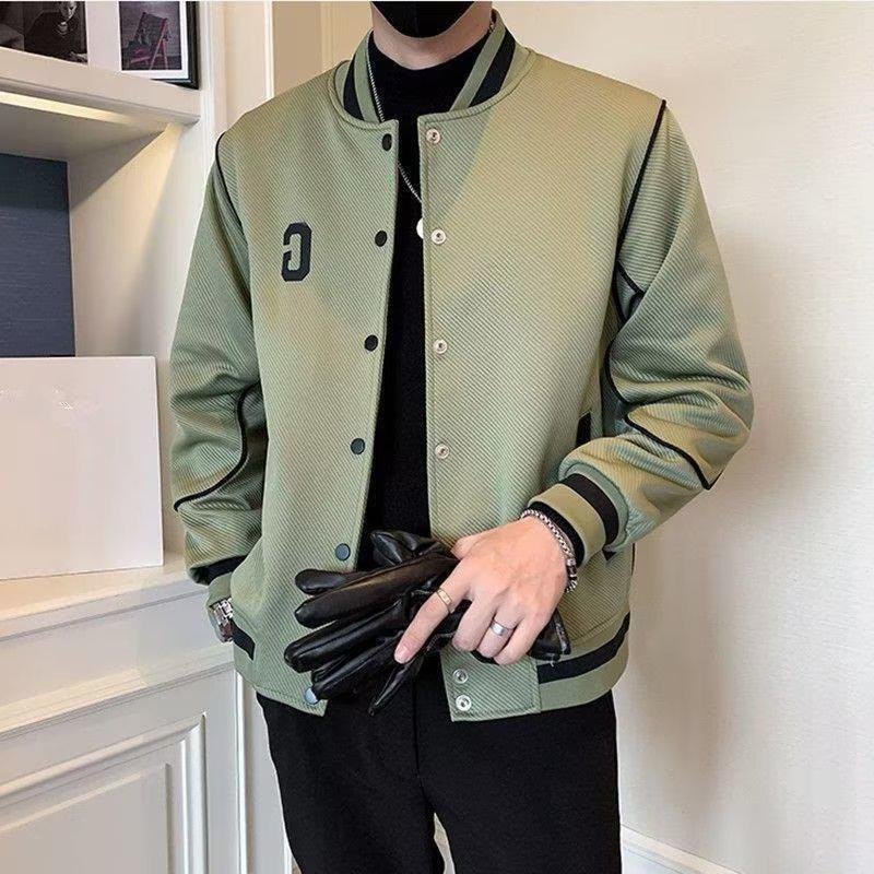 

Мужская бейсбольная куртка в стиле ретро в корейском стиле — модная, универсальная, свободного кроя для весны и осени S зелёный