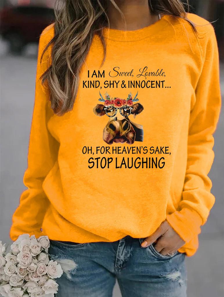 Dámská zimní módní mikina s kulatým výstřihem a dlouhými rukávy, zdobená několika stylovými vzory