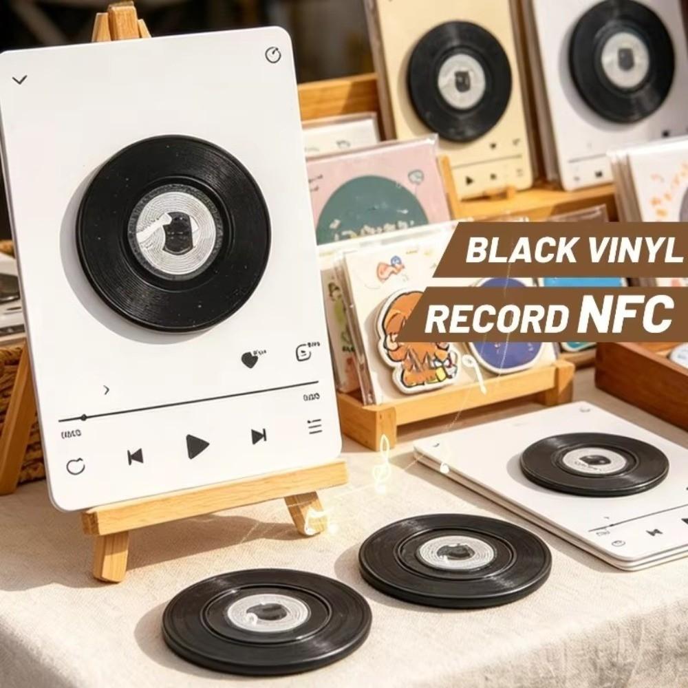 Vinyl Record NFC Fridge Magnet NFC Chip Built Rotate Base Vinyl Record Decor Magnet Back Rotate Magnet Ornament