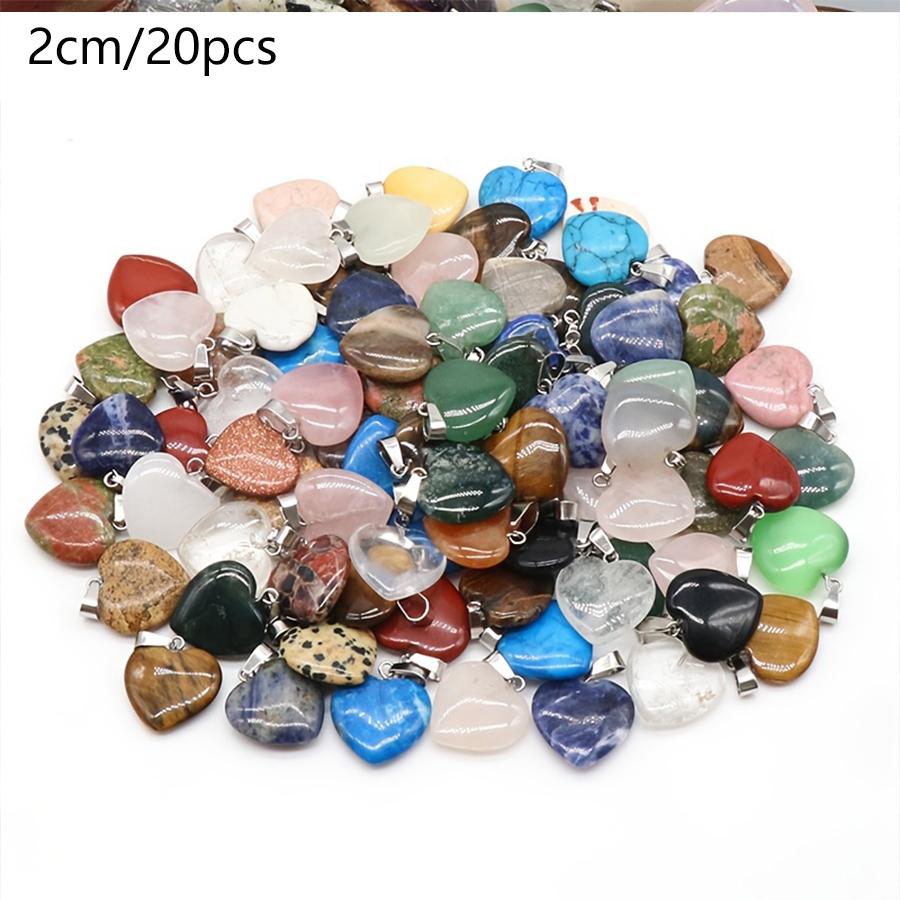 10pcs Natural Stone Crystal Heart Pendants Exquisite Jewelry Accessories In Mixed Colors Crystal Healing Stones for Diy Jewelry