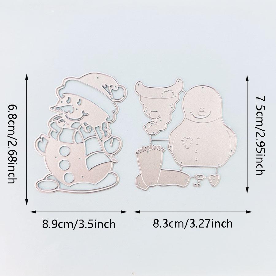 2pcs/set Christmas Snowman Metal Cutting Dies Stencil for DIY Scrapbooking Photo Album Embossing Paper Cards Crafts Diecuts