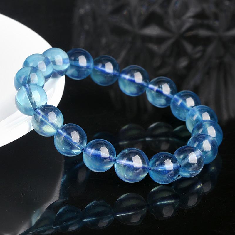 Natural Aquamarine Bracelet, High-end Collectible-grade Brazilian Blue Classic Round Beads, Direct Sales.
