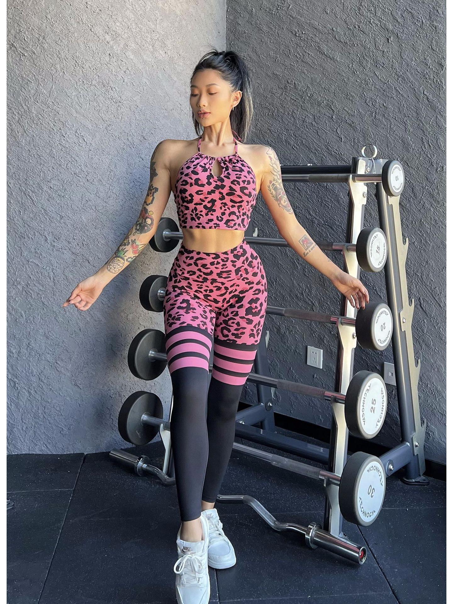 

Комплект из спортивного бюстгальтера и штанов для йоги Cross-Border Halter Neck Backless - телесного цвета с начесом, дышащая, сексуальная одежда для фитнеса Extra Large