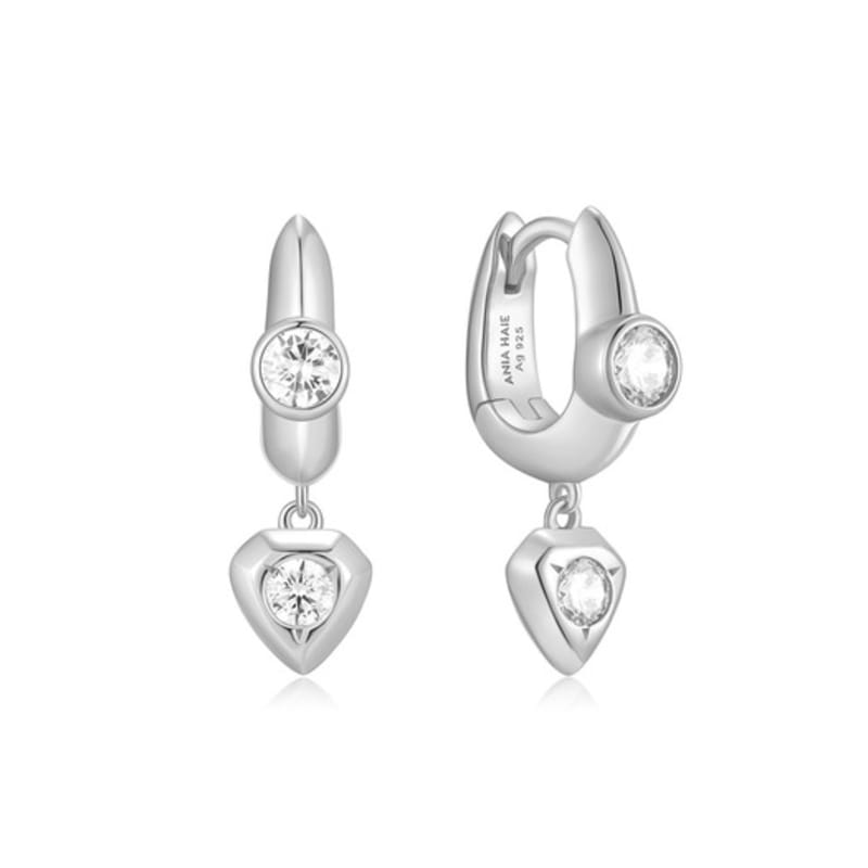 

ANIA HAIE Silver U-Shaped Shield Drop Huggie Hoop Earrings 925 Silver E067-07H single type