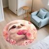 Pink Sloth Pattern Round rug,Carpet Rug for Living Room Bedroom  Playroom ,Non-slip Floor Mat,Holiday Gifts and Birthday Gifts.